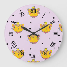 Reloj Redondo Grande Princesa Kitty cat en morado