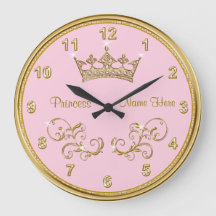 Princesa ROSADA personalizada Clock con acentos