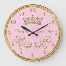 Reloj Redondo Grande Princesa ROSADA personalizada Clock con acentos