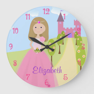 Reloj Redondo Grande Princesa rubia oscura dulce Personalized