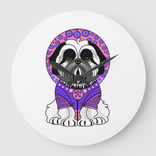 Reloj Redondo Grande Princesa Shih Tzu