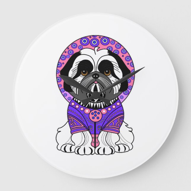 Reloj Redondo Grande Princesa Shih Tzu (Anverso)