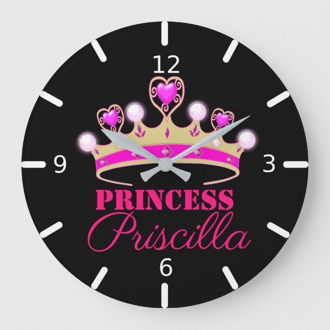 Reloj Redondo Grande Princesa Tiara personalizada (Anverso)