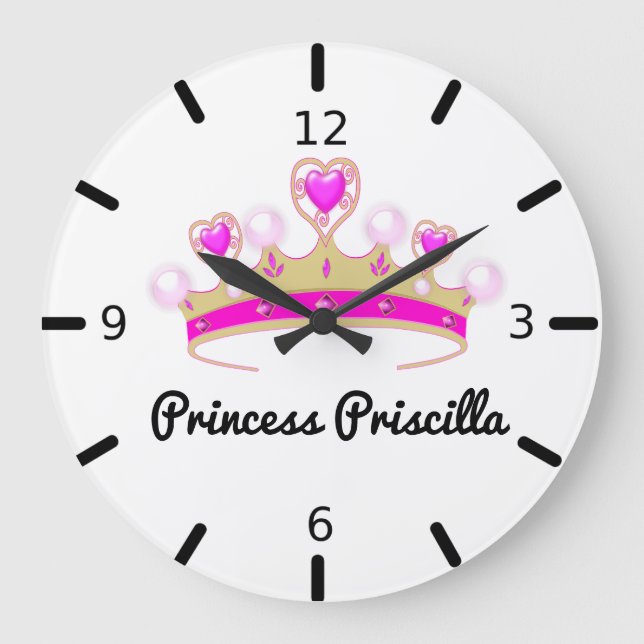 Reloj Redondo Grande Princesa Tiara personalizada (Anverso)