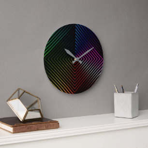 Reloj Redondo Grande Prisma de Arcoíris sobre Negro