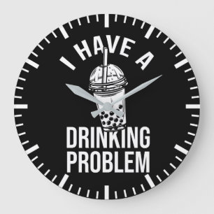 Reloj Redondo Grande Problema de la bebida - Boba divertida, té de burb