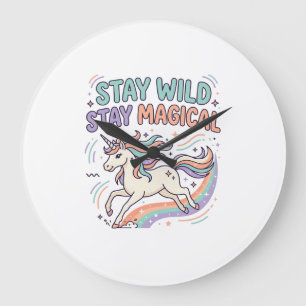 Reloj Redondo Grande Producto de moda gráfico Unicornio Permanece Salva