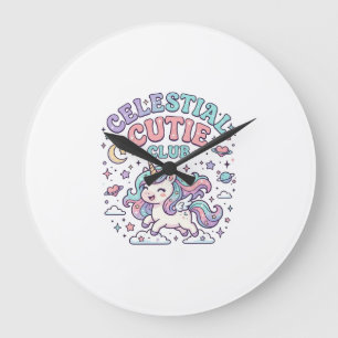 Reloj Redondo Grande Producto Unicornio Celestial Cutie Club Estilo Ret