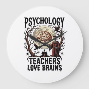 Reloj Redondo Grande Profesor de Psicología Halloween Cerebro Amante Ca