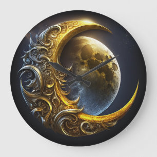 Reloj Redondo Grande Profesor Entrenador de Astrología de la Luna Dorad