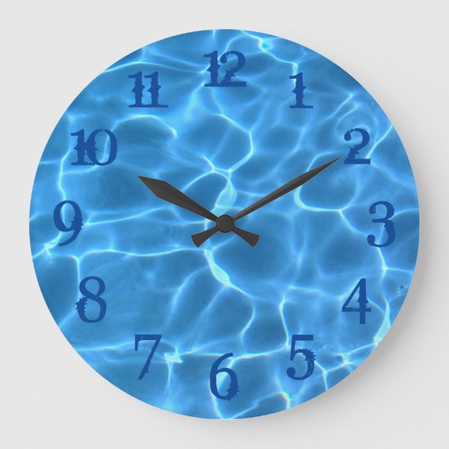 Reloj Redondo Grande Profundos números de salpicaduras azules Aqua Pisc (Anverso)