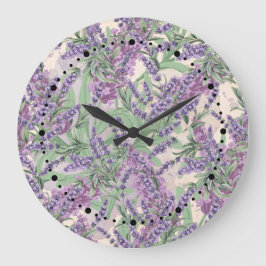 Reloj Redondo Grande Profusión de lavanda Polvo de lavanda Floral rústi