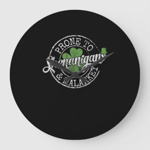 Reloj Redondo Grande Propenso A Los Shenanigans Y Malarkey Fun Clovers