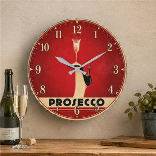 Reloj Redondo Grande Prosecco Champagne Lover Kitchen Elegant Wine