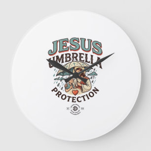 Reloj Redondo Grande Protección de paraguas de Jesús Protección de para