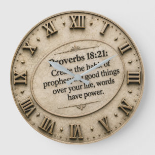 Reloj Redondo Grande Proverbs 18:21 Words Have Power