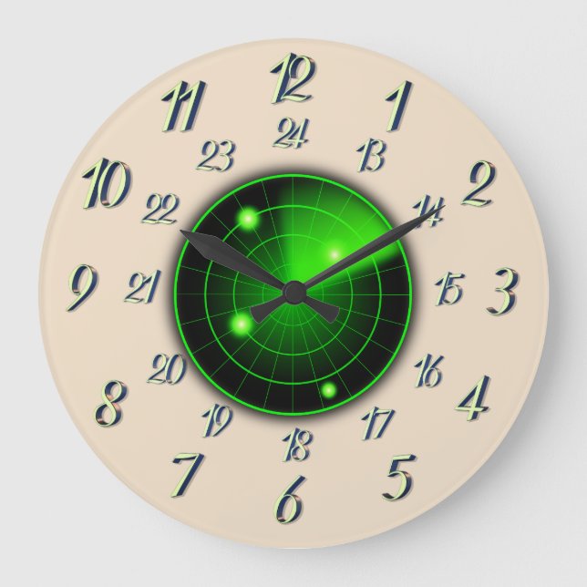 Reloj Redondo Grande Proximidad de radar con tiempo militar (Anverso)