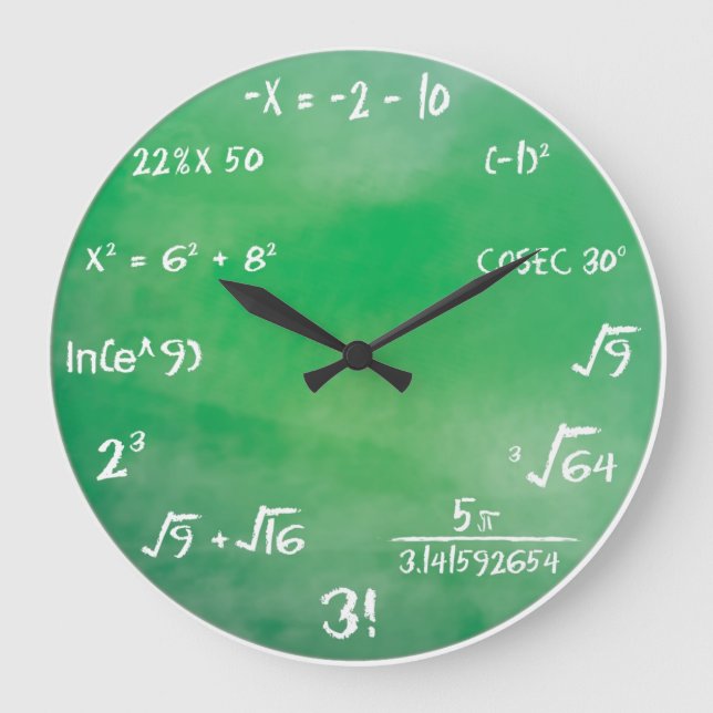 Reloj Redondo Grande Prueba de ecuación matemática para geeks (Anverso)