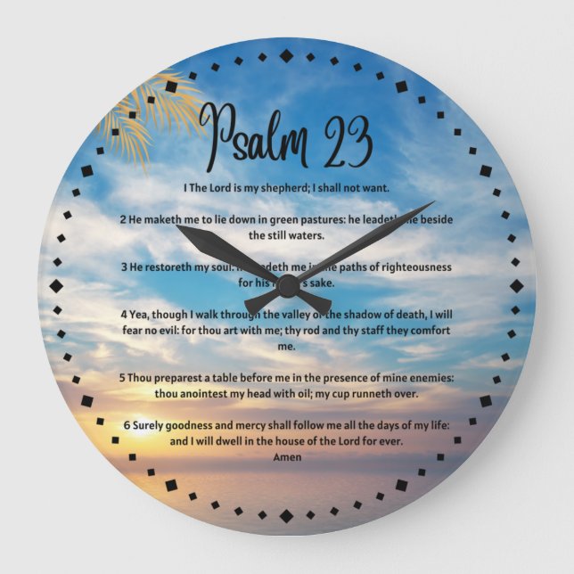 Reloj Redondo Grande Psalm 23 Prayer large clock (Anverso)