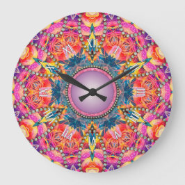 Reloj Redondo Grande Psicodelia Groovy Amor Rosa Glam Mandala