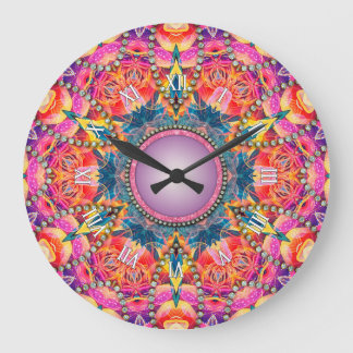 Reloj Redondo Grande Psicodelia Groovy Amor Rosa Glam Mandala
