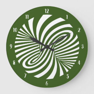 Reloj Redondo Grande Psicodélico Swirl Ilusión Óptica Verde
