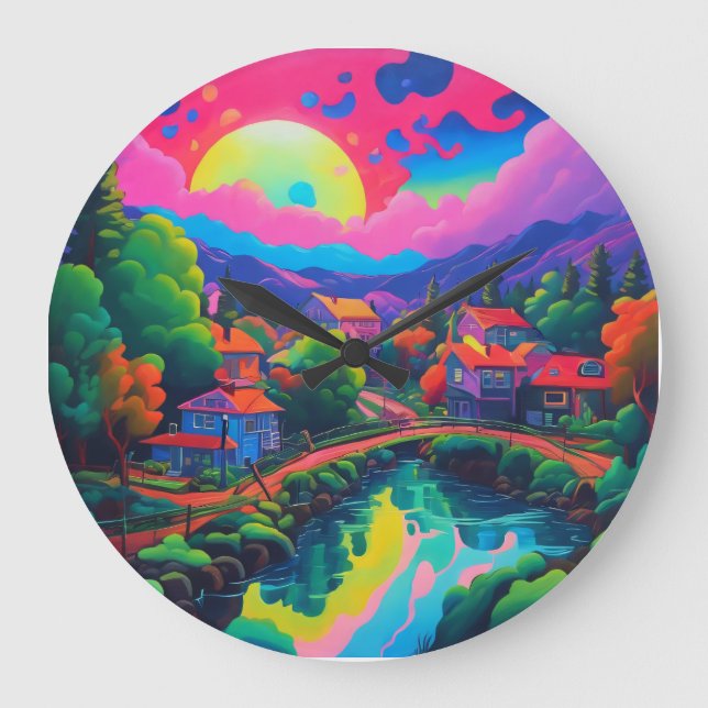 Reloj Redondo Grande Psicodelismo japonés (Anverso)