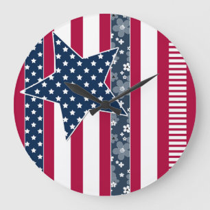 Reloj Redondo Grande Ptriot tradicional de bandera de Estados Unidos co