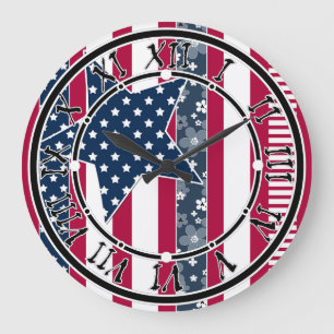 Reloj Redondo Grande Ptriot tradicional de bandera de Estados Unidos co