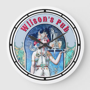 Reloj Redondo Grande Pub Art Nouveau de la era victoriana