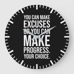 Reloj Redondo Grande Puedes Hacer Excusas o Progresos - Gimnasio, Hustl