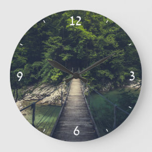 Reloj Redondo Grande Puente colgante simple río Idrijca, Eslovenia