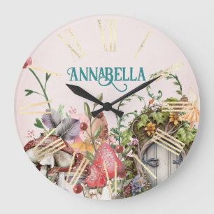 Reloj Redondo Grande Puerta de jardín de hadas del bosque encantado sob