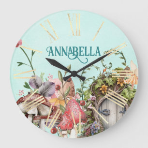 Reloj Redondo Grande Puerta de jardín de hadas del bosque encantado sob