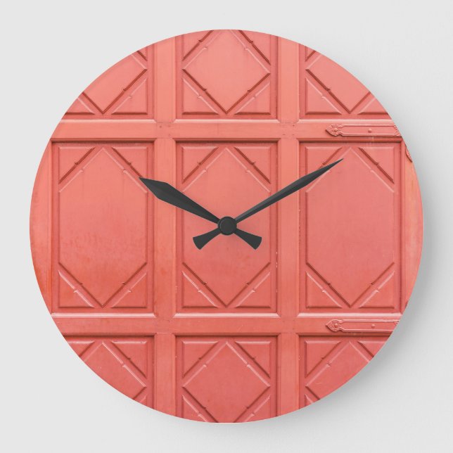 Reloj Redondo Grande Puerta del templo tailandés: Patrones florales tra (Anverso)