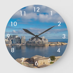 Reloj Redondo Grande Puerto de Sliema y rascacielos de Malta