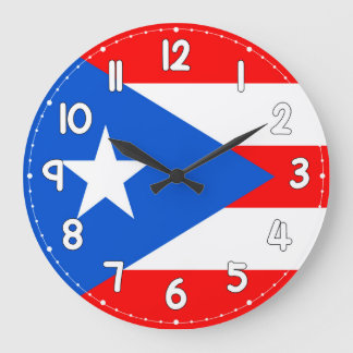 Reloj Redondo Grande Puerto Rico Flag Wall Clock – Flag for Home Decor