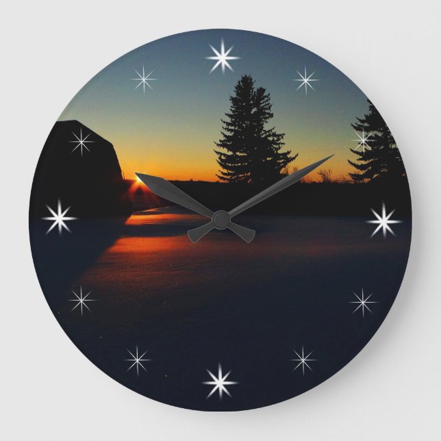 Reloj Redondo Grande Puesta de sol de invierno (Anverso)