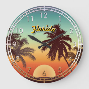 Reloj Redondo Grande Puesta del sol de la Florida