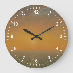 Reloj Redondo Grande Puesta del sol en el mar