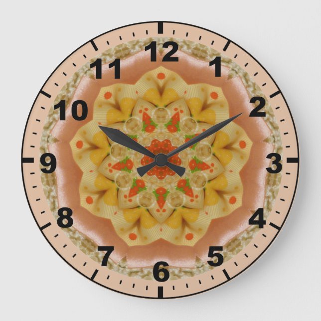 Reloj Redondo Grande ~ Puffy Apricot y Lemon Fractal ~ (Anverso)