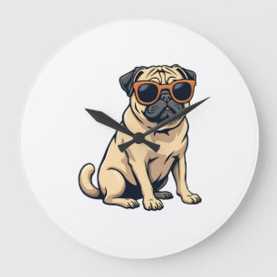 Reloj Redondo Grande Pug antiguo haciendo dab con gafas de sol Perro di