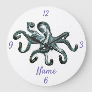 Reloj Redondo Grande Pulpo azul Thunder_Cove