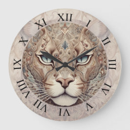 Reloj Redondo Grande Puma Face Surreal Art