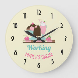 Reloj Redondo Grande Pun tonto trabajando hasta crema de hielo - tratam