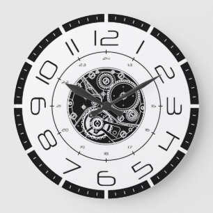 RELOJ REDONDO GRANDE PUNK DE VAPOR LAS 24 HORAS