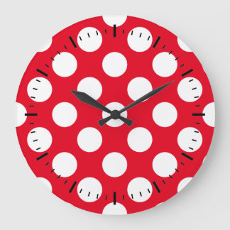 Reloj Redondo Grande Punkte Weiss Rot