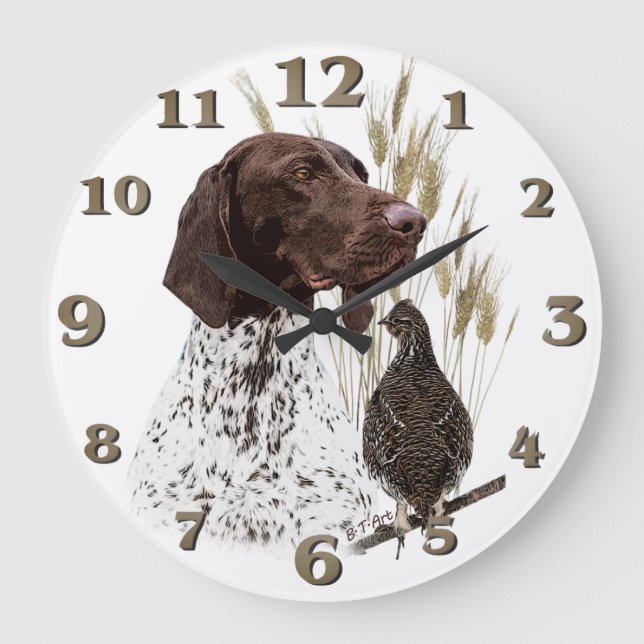 Reloj Redondo Grande Punteros alemanes de pelo corto (Anverso)