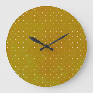 Reloj Redondo Grande Punto de polka de Grunge: fondo de acuarela