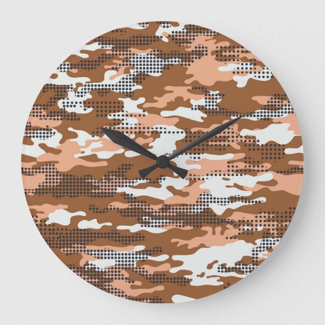 Reloj Redondo Grande Punto de Polka del Camuflaje: Resumen Sin Maravill (Anverso)